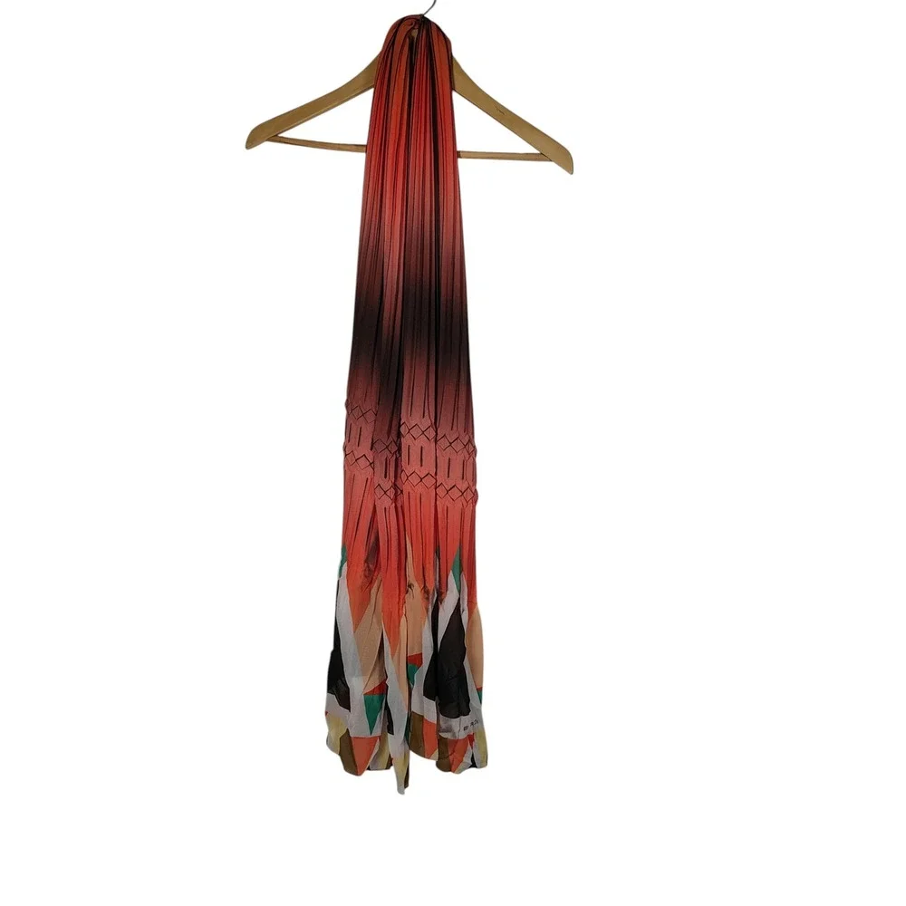 Etro Milano Pleated‎ Geometric Print Scarf Wrap Italy